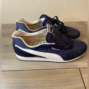 Brand New Vintage 70s 80s Puma Cyclone LE Running Shoes Size 12 Men's Blue White