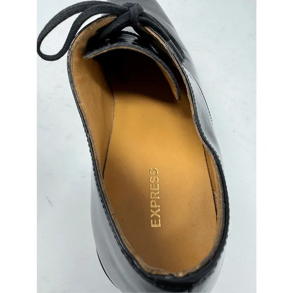Brand New Express Men’s Size 10.5 Black Genuine Leather Dress Oxford Shoes $150