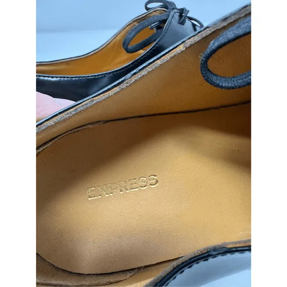 Brand New Express Men’s Size 10.5 Black Genuine Leather Dress Oxford Shoes $150