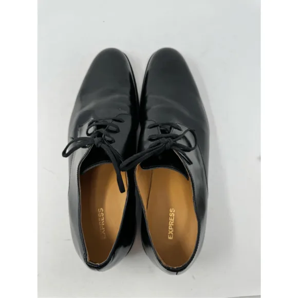 Brand New Express Men’s Size 10.5 Black Genuine Leather Dress Oxford Shoes $150