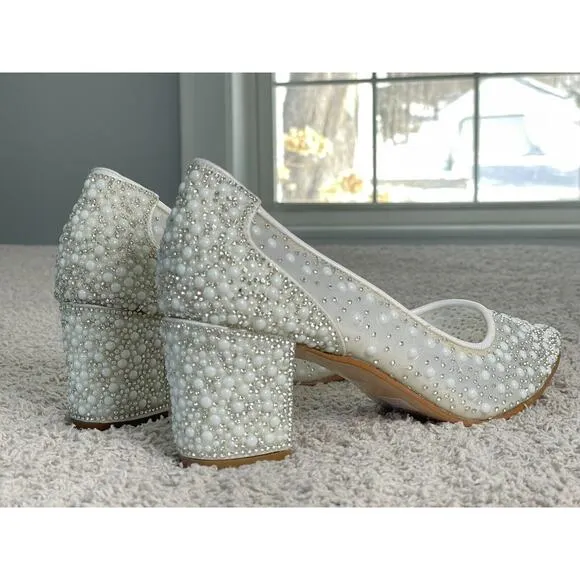 Bridal Smilee Heels 5465 Pearl Size 38 / US 8 Wedding Glam Pearl Formal Shoes