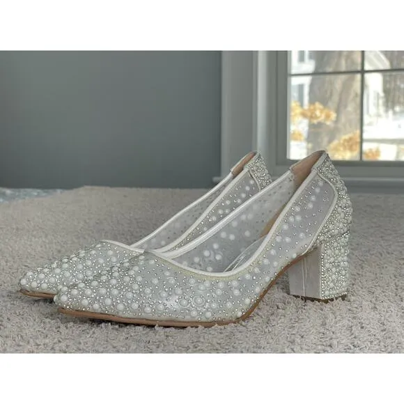Bridal Smilee Heels 5465 Pearl Size 38 / US 8 Wedding Glam Pearl Formal Shoes