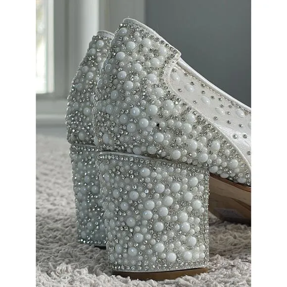 Bridal Smilee Heels 5465 Pearl Size 38 / US 8 Wedding Glam Pearl Formal Shoes