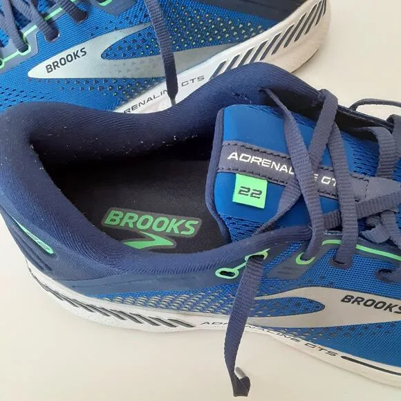 Brooks Adrenaline GTS 22 Mens Running Shoes Blue Mesh Training Sneakers Men 12.5