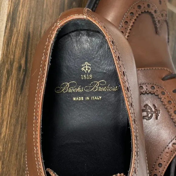 Brooks Brothers 1818 Wingtip Mens Size 8.5 Shoes Brown Leather Dress Brogue