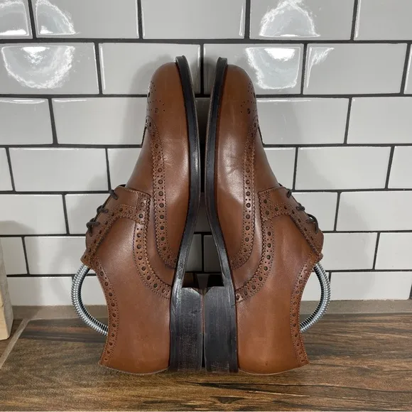 Brooks Brothers 1818 Wingtip Mens Size 8.5 Shoes Brown Leather Dress Brogue
