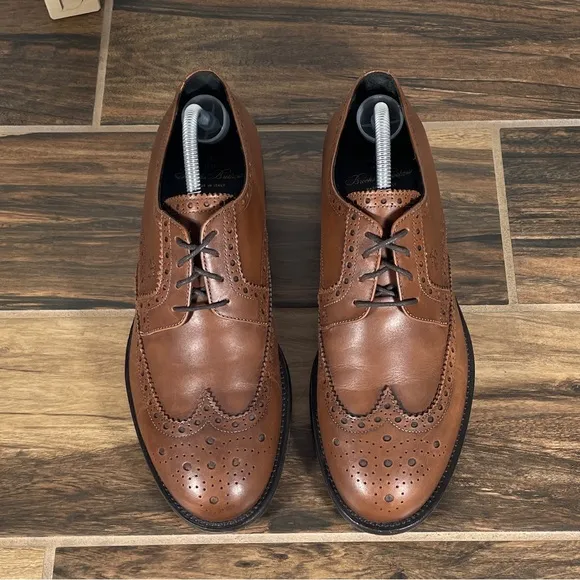 Brooks Brothers 1818 Wingtip Mens Size 8.5 Shoes Brown Leather Dress Brogue