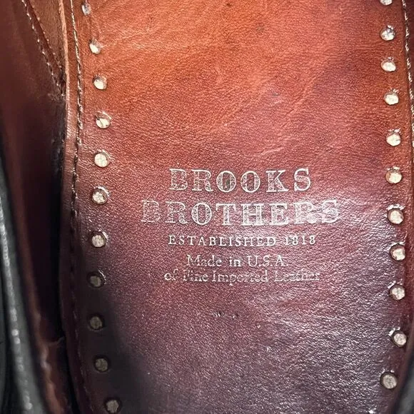 Brooks Brothers Black Leather Cap Toe Oxford Dress Shoes Mens 9 Made in USA