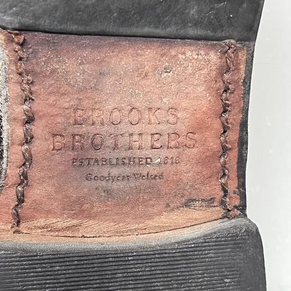 Brooks Brothers Black Leather Cap Toe Oxford Dress Shoes Mens 9 Made in USA