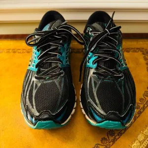 Brooks Womens Glycerin 14 Black Green Silver Athletic Running Shoes Sneakers 8.5