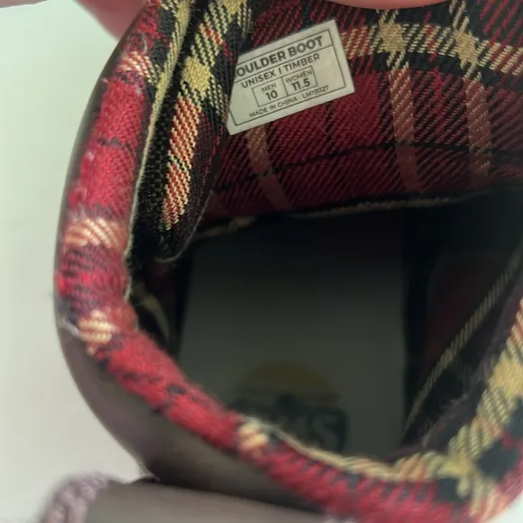 Brown High-Top Boots with Plaid Lining