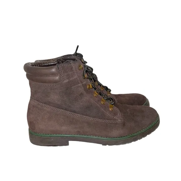 Brown Suede Lace-Up Boots