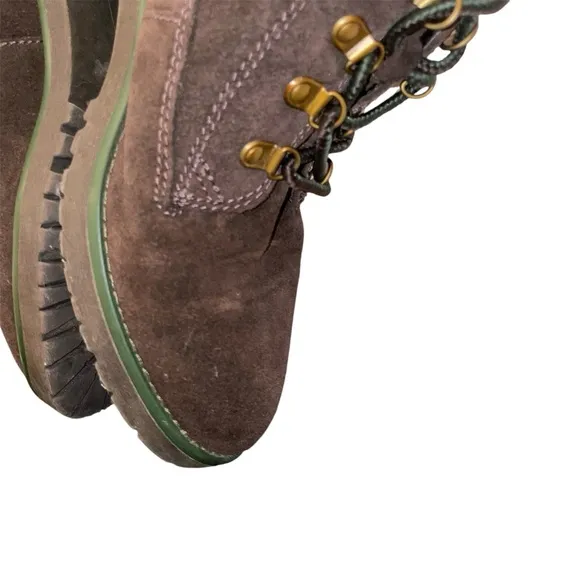 Brown Suede Lace-Up Boots