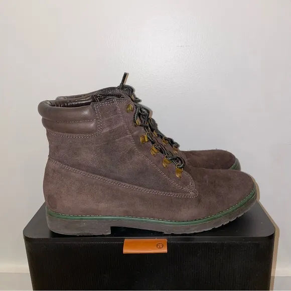 Brown Suede Lace-Up Boots
