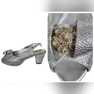 Bruno Giordano Women's Silver Peep Toe Slingback High Heel Size 10