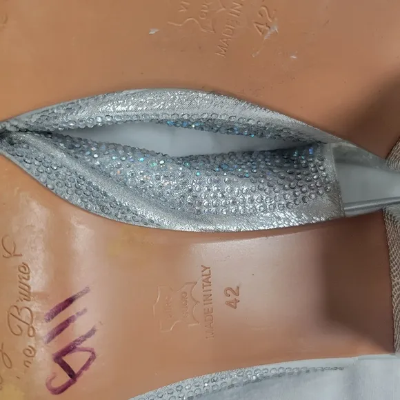 Bruno Giordano Women's Silver Peep Toe Slingback High Heel Size 10