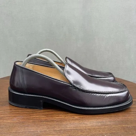Bruno Magli Loafer Shoes Men's 8 Purple‎ Red Pattend Leather Moc Toe Dress