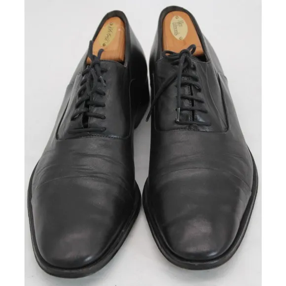 Bruno Magli Locascio Black Nappa Cap Toe Oxford Shoes Made In Italy Size 11.5