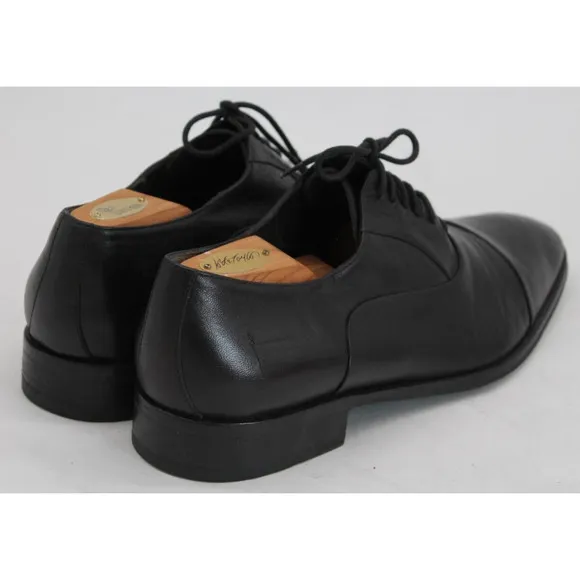 Bruno Magli Locascio Black Nappa Cap Toe Oxford Shoes Made In Italy Size 11.5