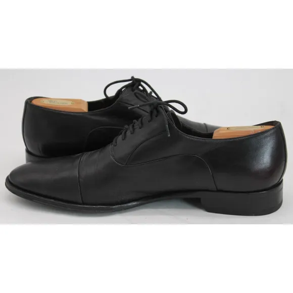 Bruno Magli Locascio Black Nappa Cap Toe Oxford Shoes Made In Italy Size 11.5