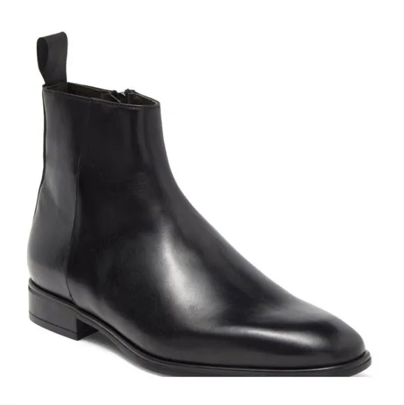 Bruno Magli Milton Black Leather Zipper Casual Dress Boots...Size 11.5