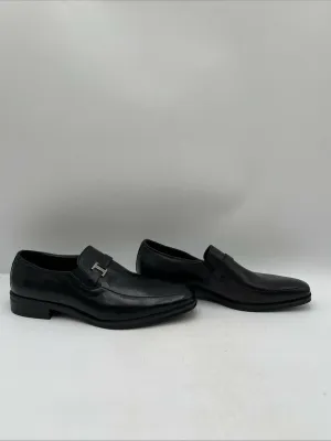 Bruno Magli PIVETTO Black Leather Square Toe Slip On Penny Loafers Men’s 9.5 M - Very Good