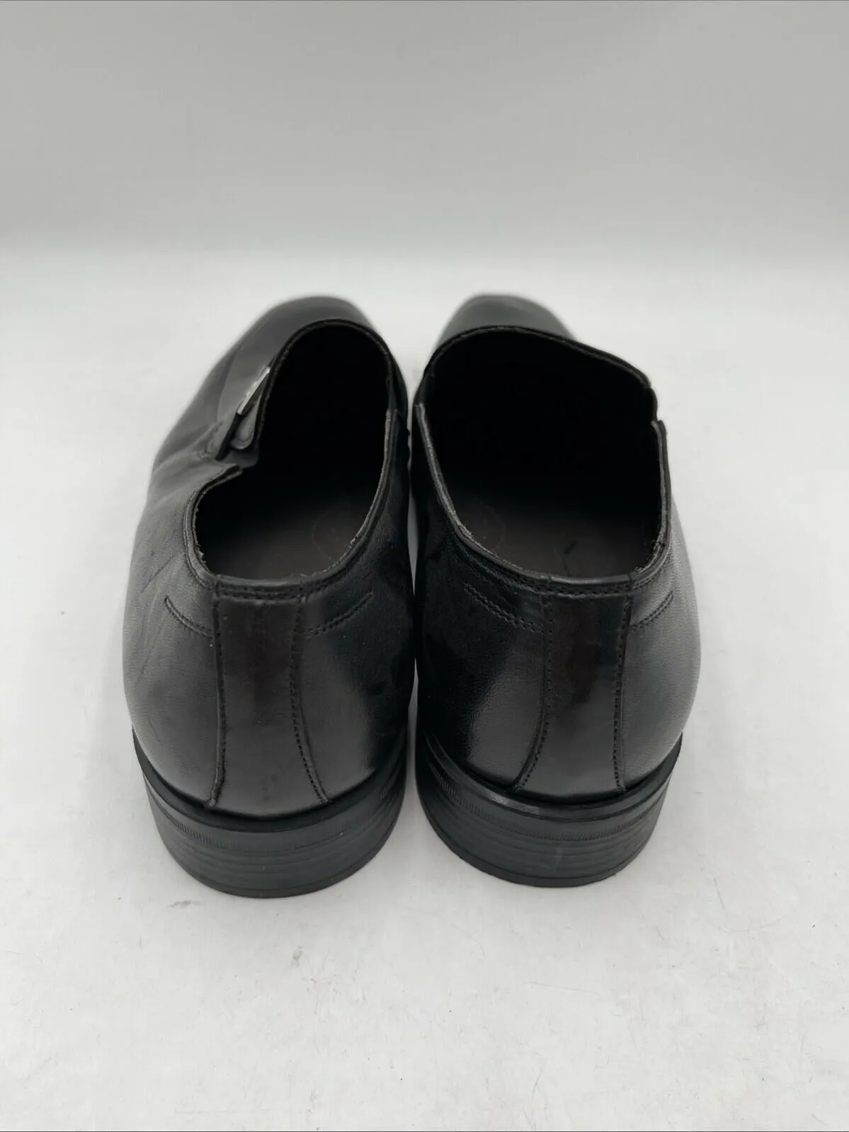 Bruno Magli PIVETTO Black Leather Square Toe Slip On Penny Loafers Men’s 9.5 M - Very Good