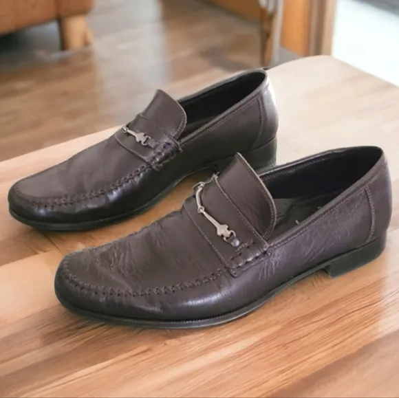 BRUNO MAGLI Vtg Pittore Horsebit Brown Leather Loafers 11.5 Flats Dress Shoes