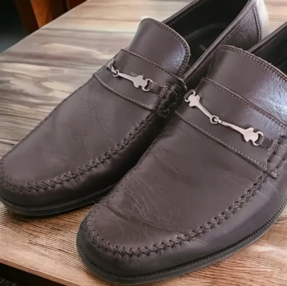BRUNO MAGLI Vtg Pittore Horsebit Brown Leather Loafers 11.5 Flats Dress Shoes
