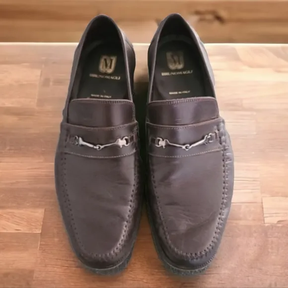 BRUNO MAGLI Vtg Pittore Horsebit Brown Leather Loafers 11.5 Flats Dress Shoes