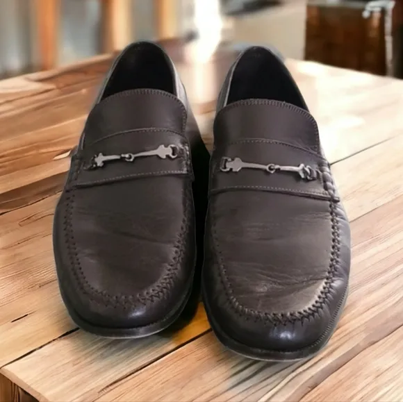 BRUNO MAGLI Vtg Pittore Horsebit Brown Leather Loafers 11.5 Flats Dress Shoes