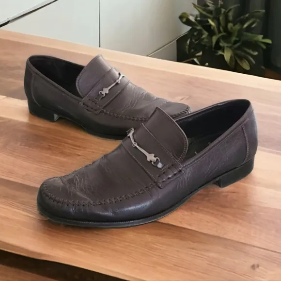 BRUNO MAGLI Vtg Pittore Horsebit Brown Leather Loafers 11.5 Flats Dress Shoes