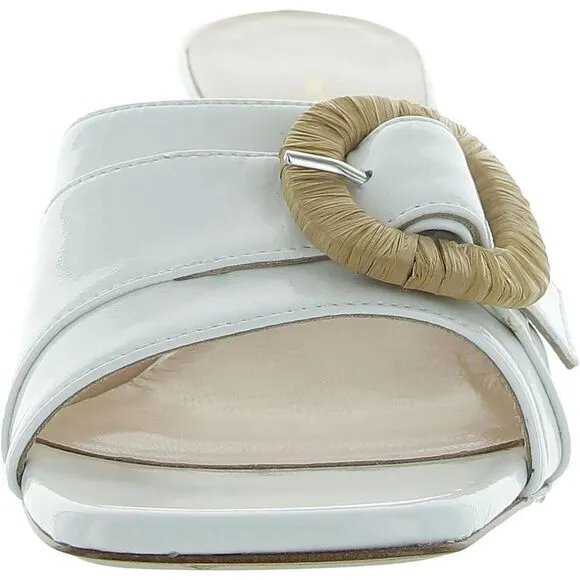Bruno Magli Womens Page White Slip On Open Toe Casual Mule Sandals New