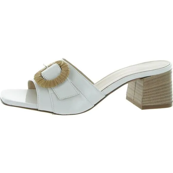 Bruno Magli Womens Page White Slip On Open Toe Casual Mule Sandals New