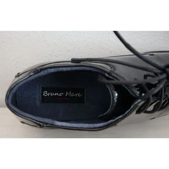 Bruno Marc Men's Sz 9.5 Black Patent Downing-02 Formal Lace-Up Dress Shoes