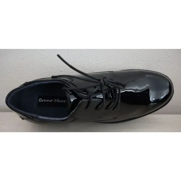 Bruno Marc Men's Sz 9.5 Black Patent Downing-02 Formal Lace-Up Dress Shoes