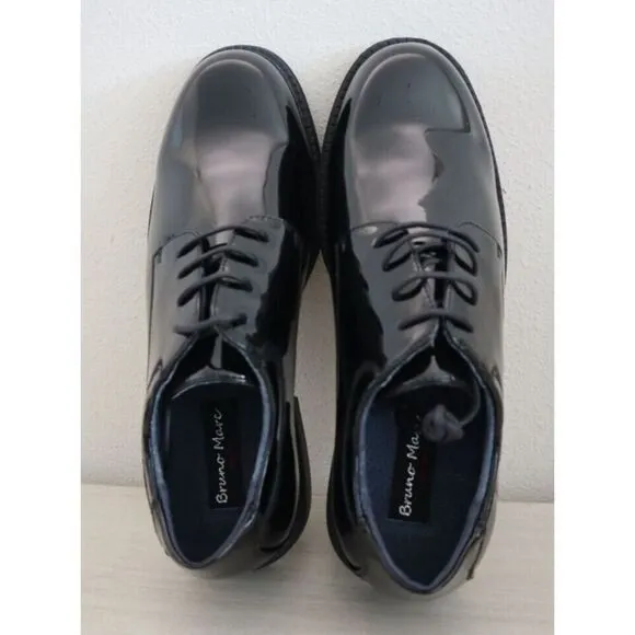 Bruno Marc Men's Sz 9.5 Black Patent Downing-02 Formal Lace-Up Dress Shoes