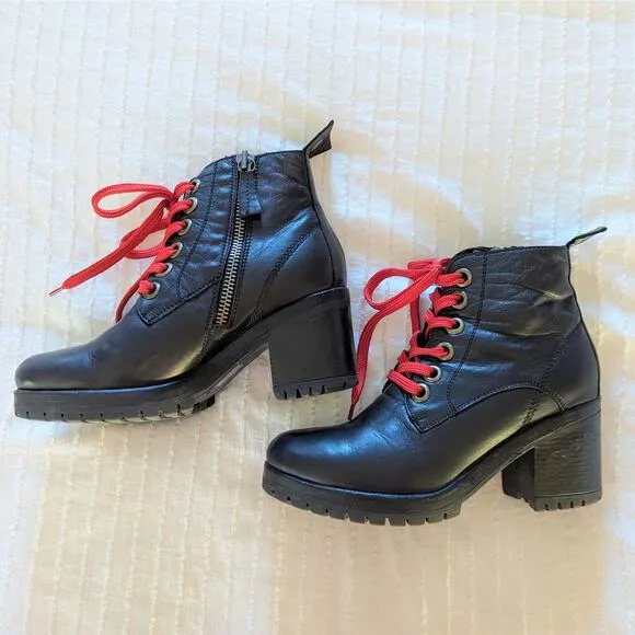 Bueno Felix Black Leather Combat Boots size 9.5