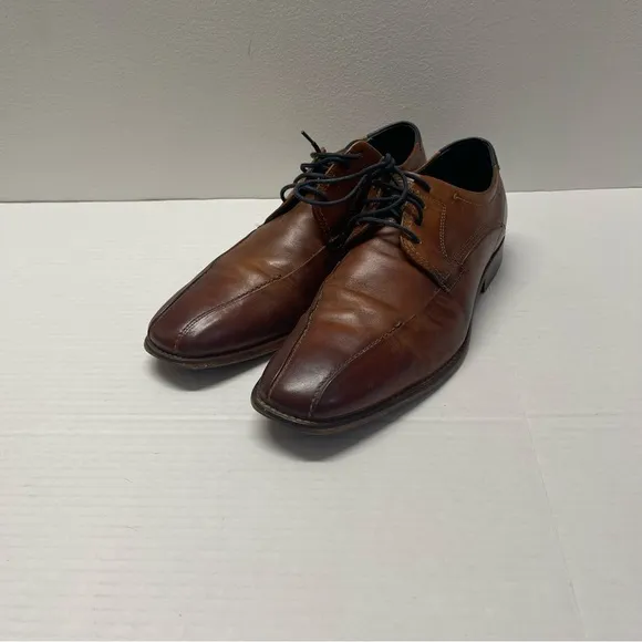 Bugatti Real Leather Dress Shoes Lace Up Brown Sz 7.5