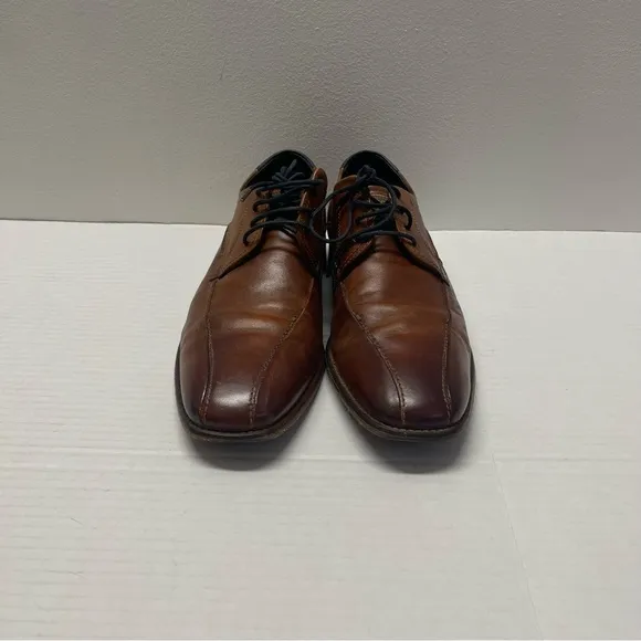 Bugatti Real Leather Dress Shoes Lace Up Brown Sz 7.5