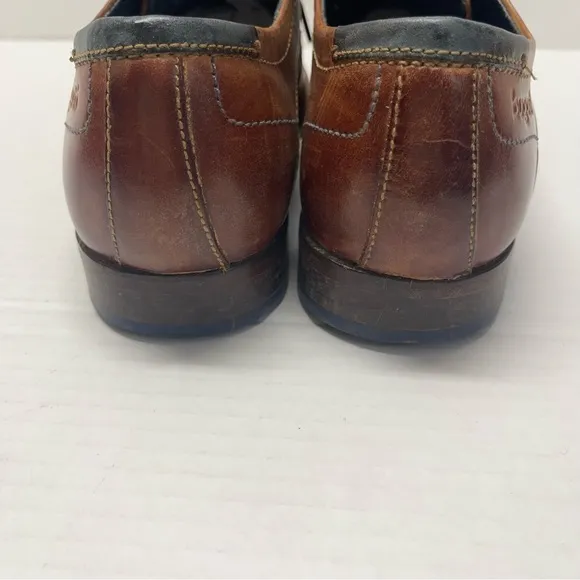 Bugatti Real Leather Dress Shoes Lace Up Brown Sz 7.5