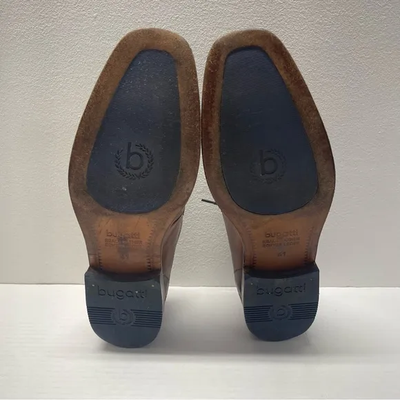 Bugatti Real Leather Dress Shoes Lace Up Brown Sz 7.5
