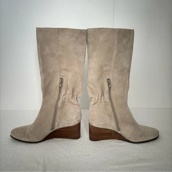 Bundle of 2 Sole Society So-Deannah Mid Calf Slouchy Tan Wedge Boots,  Size 5