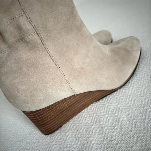 Bundle of 2 Sole Society So-Deannah Mid Calf Slouchy Tan Wedge Boots,  Size 5