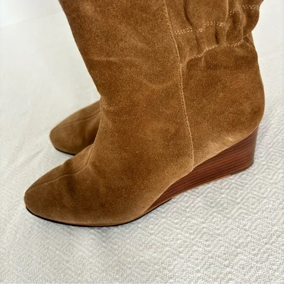 Bundle of 2 Sole Society So-Deannah Mid Calf Slouchy Tan Wedge Boots,  Size 5