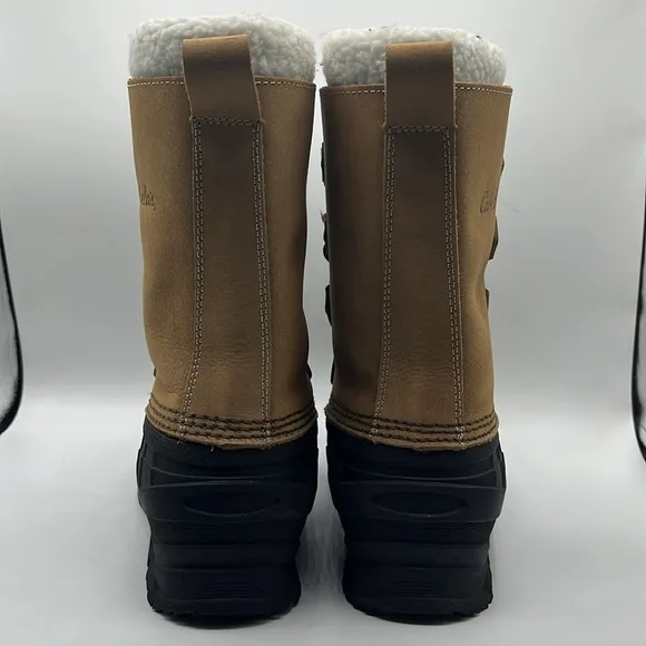 Cabela's Snowpac Pac Boots Brown Leather Lace Up With Wool Sherpa Cuffs Size 8M
