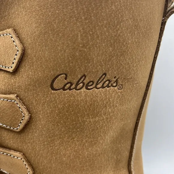 Cabela's Snowpac Pac Boots Brown Leather Lace Up With Wool Sherpa Cuffs Size 8M