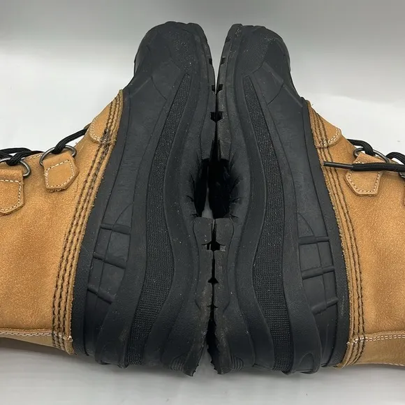 Cabela's Snowpac Pac Boots Brown Leather Lace Up With Wool Sherpa Cuffs Size 8M