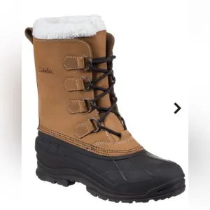 Cabela's Snowpac Pac Boots Brown Leather Lace Up With Wool Sherpa Cuffs Size 8M