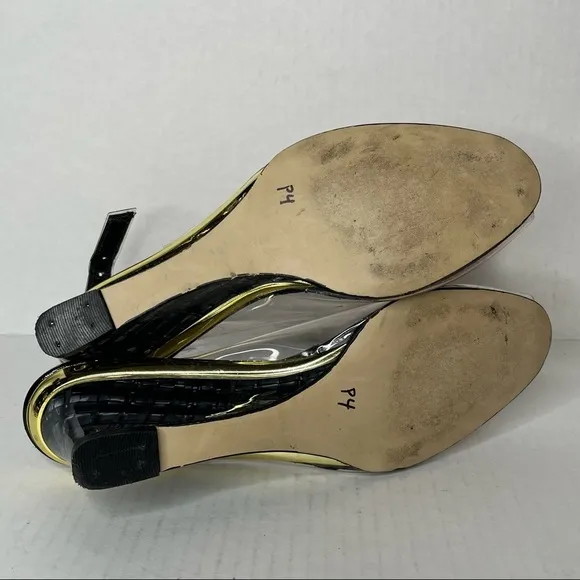 California Magdesians Clear Transparent Enamel Like Wedge Heel Sling Back Y2K